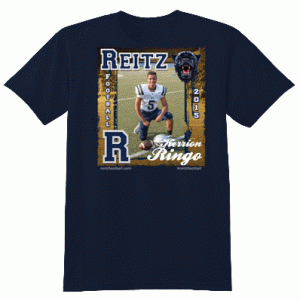 Buy this awesome t-shirt of Kerrion Ringo now! Thanks to ShootMyPhoto for the picture and SellMyTees.com for the designing the artwork. Part of every shirt sold goes to support the Reitz Football team!