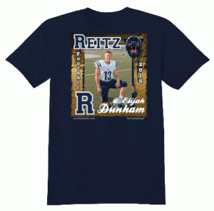 Buy this awesome t-shirt of Elijah Dunham now! Thanks to ShootMyPhoto for the picture and SellMyTees.com for the designing the artwork. Part of every shirt sold goes to support the Reitz Football team!